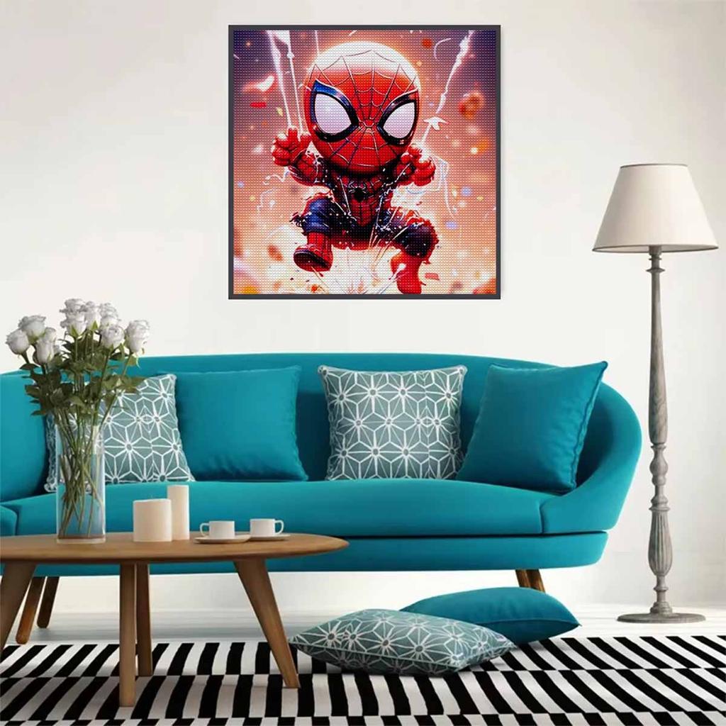 5D DIY Diamond Painting Decorative Q Version Spider-Man Full Round Drill Scenery Diamond Embroidery Cross Stitch Kits Home Decor Gift