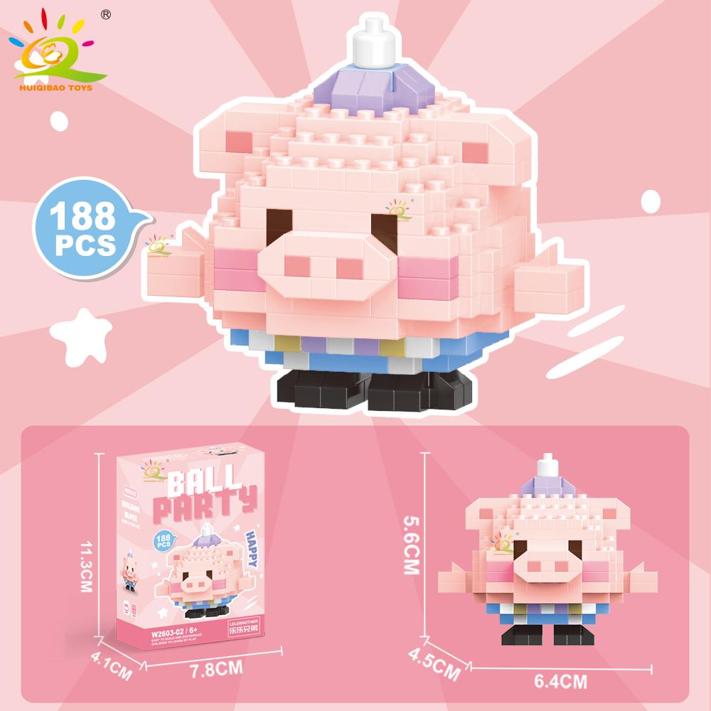 HUIQIBAO Mini Cute Animal Micro Building Blocks 3D Diamond BEE Cat Panda Model Bricks DIY City Construction Toys for Children