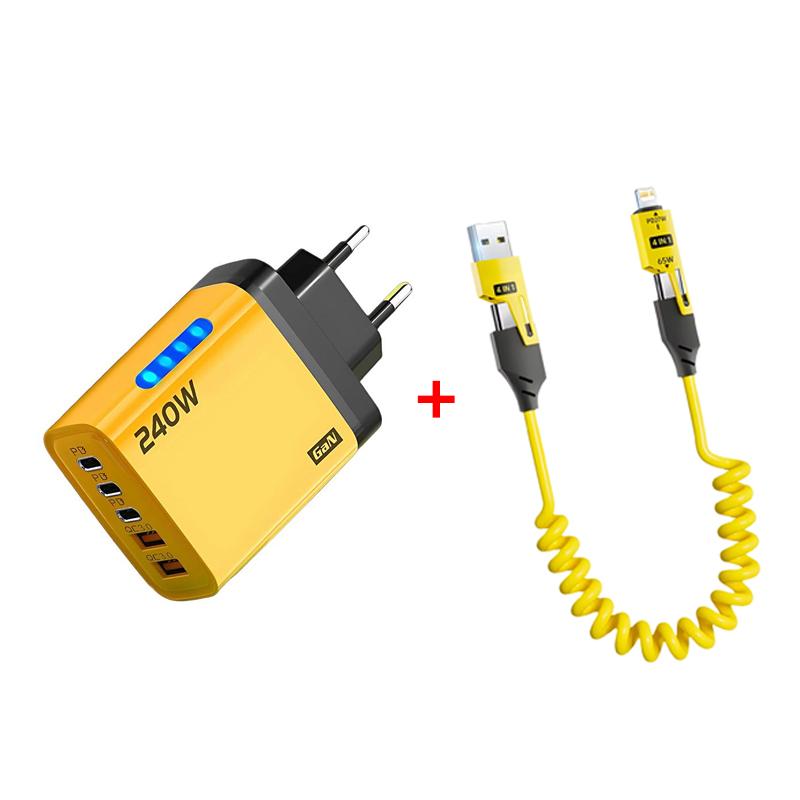 240W Fast Charger PD USB Charger Quick Phone Charge Adapter 5 Ports Wall Adapter EU Plug