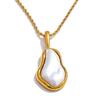 Yhpup Eleganz Barock Imitierte Perlen Anhänger Halskette Wasserdicht Edelstahl Geometrisch Modeschmuck für Frauen