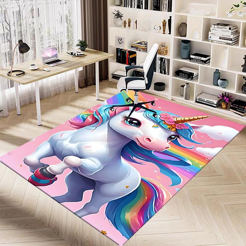1pc Unicorn Rainbow Carpet Anti Slip Polyester Floor Mat for office.Bedroom