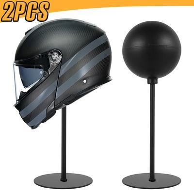 2Pcs Helmet Stand Metal Motorcycle Helmet Display Holder with Stable Base Desktop Helmet Stand Floor Standing Hat Storage Rack
