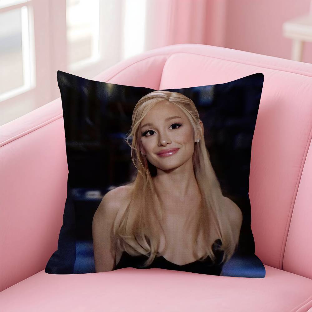 1 Stück A-Ariana Pop G-Grande Fan Kissenbezug, Polyester 2D beidseitiger Druck, Vintage Schwarz-Weiß Sänger Design, Ausgefallener Popstar Peach skin 50*50(CM)-1Pcs