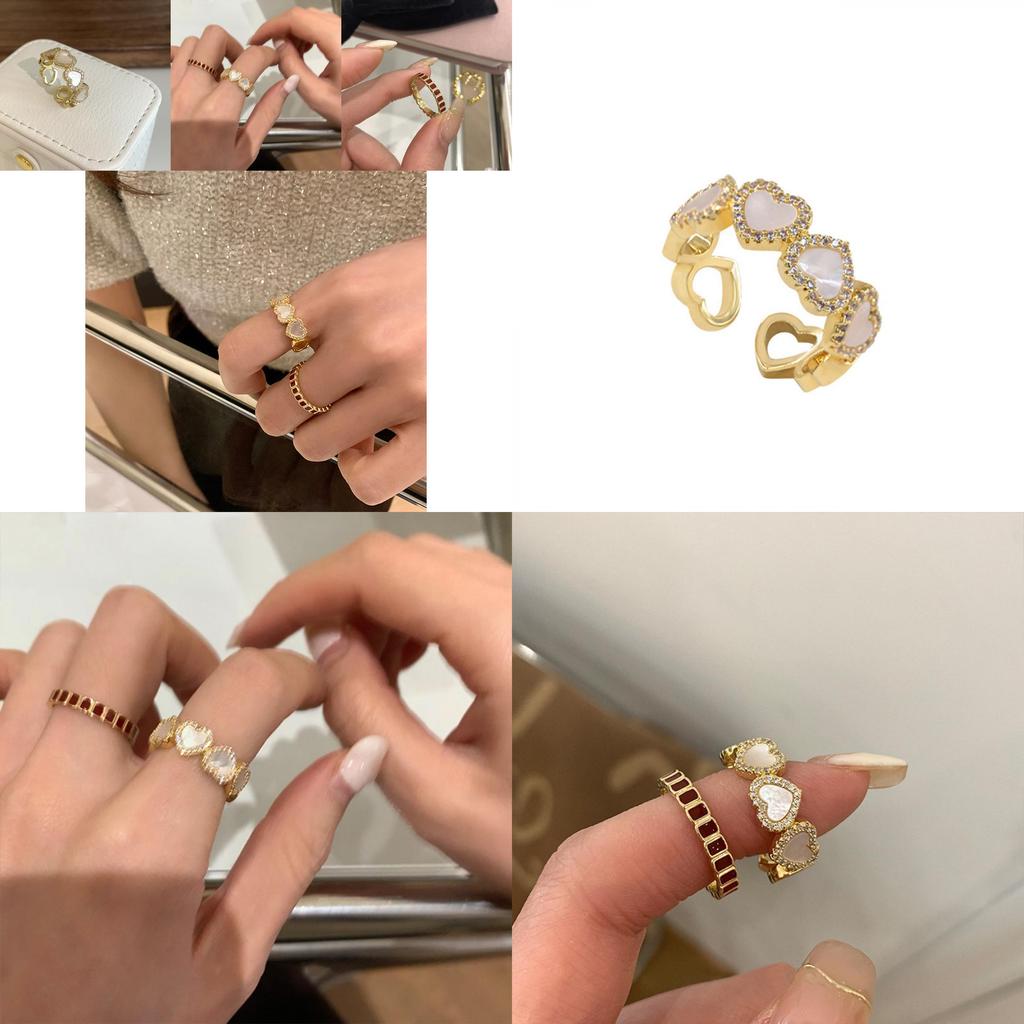 Stylish Shell Heart Ring For Women With Elegant Geometric Design And Adjustable Size