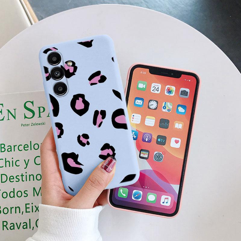 Leopard Print Phone Case For Samsung Galaxy A24 A54 A55 A34 A56 A16 4G Protection Back Cover Soft Silicone Fundas Shell Coque