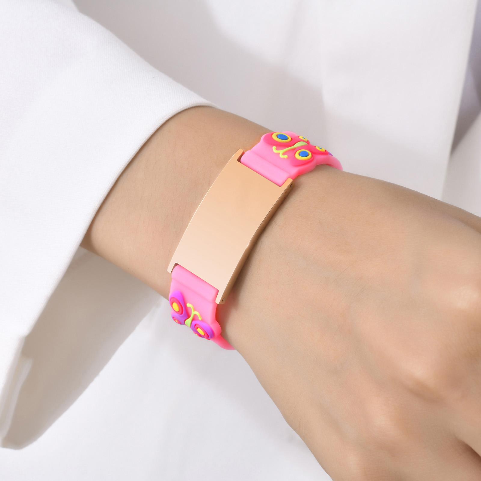 

Custom Stainless Steel Silicone Bracelets, Adjustable Band Bracelet Bangle, Free Engraving Gift for Girls Boys 13-16.5cm