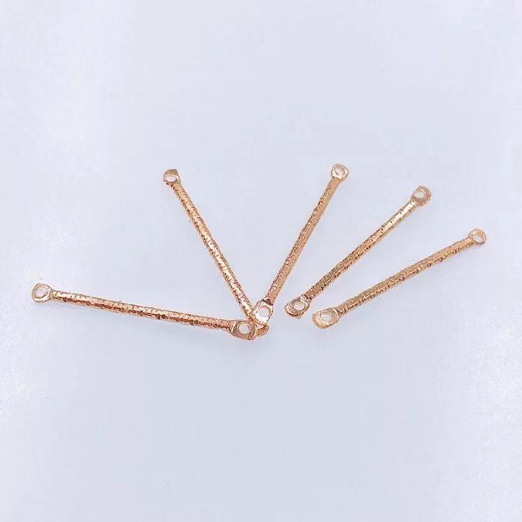DIY Minimalist Double Hole Embossed Round Bar Earring Connectors