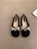 French niche design retro flat-bottomed ballet dance shoes soft-soled flat-heeled shallow mouth one-word belt single shoes square head