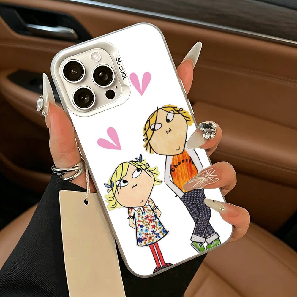 Animation Charlie and Lola Phone Case For iPhone 17,16,15,14,13,12,11 Plus,Pro Max,XS,White Silver  Phone Case