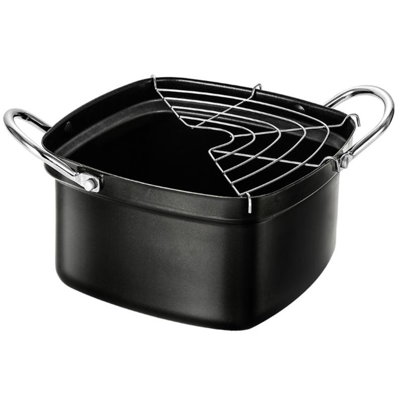 

Oil Frying Appliance with Oil Drainer Filter Rack Space Saving Iron Japanese Tempura Deep Frying Pot Ergonomic Grip 1
