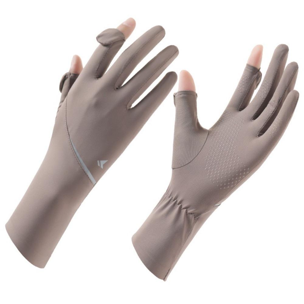 

Перчатки из ледяного шелка с защитой от УФ-лучей, сенсорные варежки для вождения, новые солнцезащитные перчатки, лето коричневый