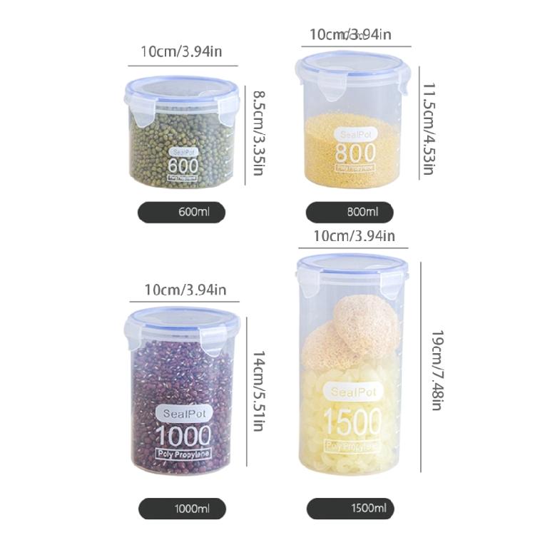 Multipurpose Plastic Food Canisters For Rice Nut Spices Transparent Seal Tight Containers for Office Home Use