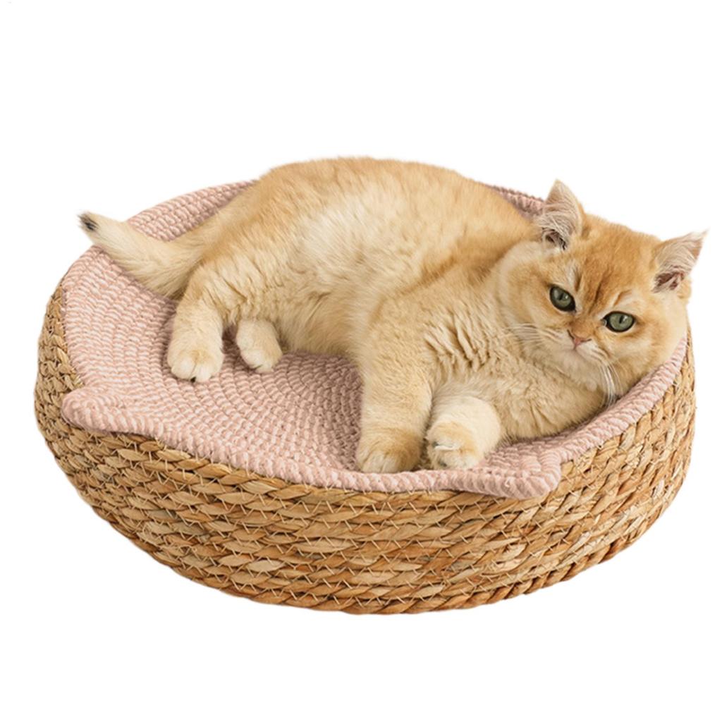 Cat Scratch Bowl Breathable Woven Nest Kitten Ear Design Cotton Rope Cat Bed for Play Exercise Enrichment Activity Nail Trimming