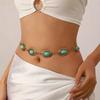 Bohemian Style Waist Chain, Navel Chain, High-end Feel, Retro Inlaid Turquoise Metal Belt, Paired with Skirt