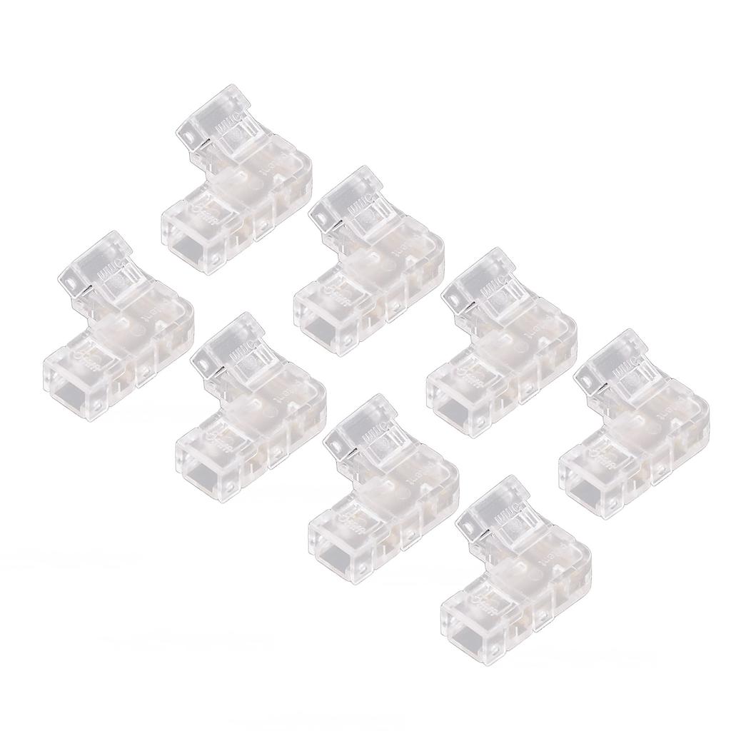 8Pcs 2 Pin 5mm COB LED Strip Light Connectors L Shaped Transparent Gapless Connectors Solderless