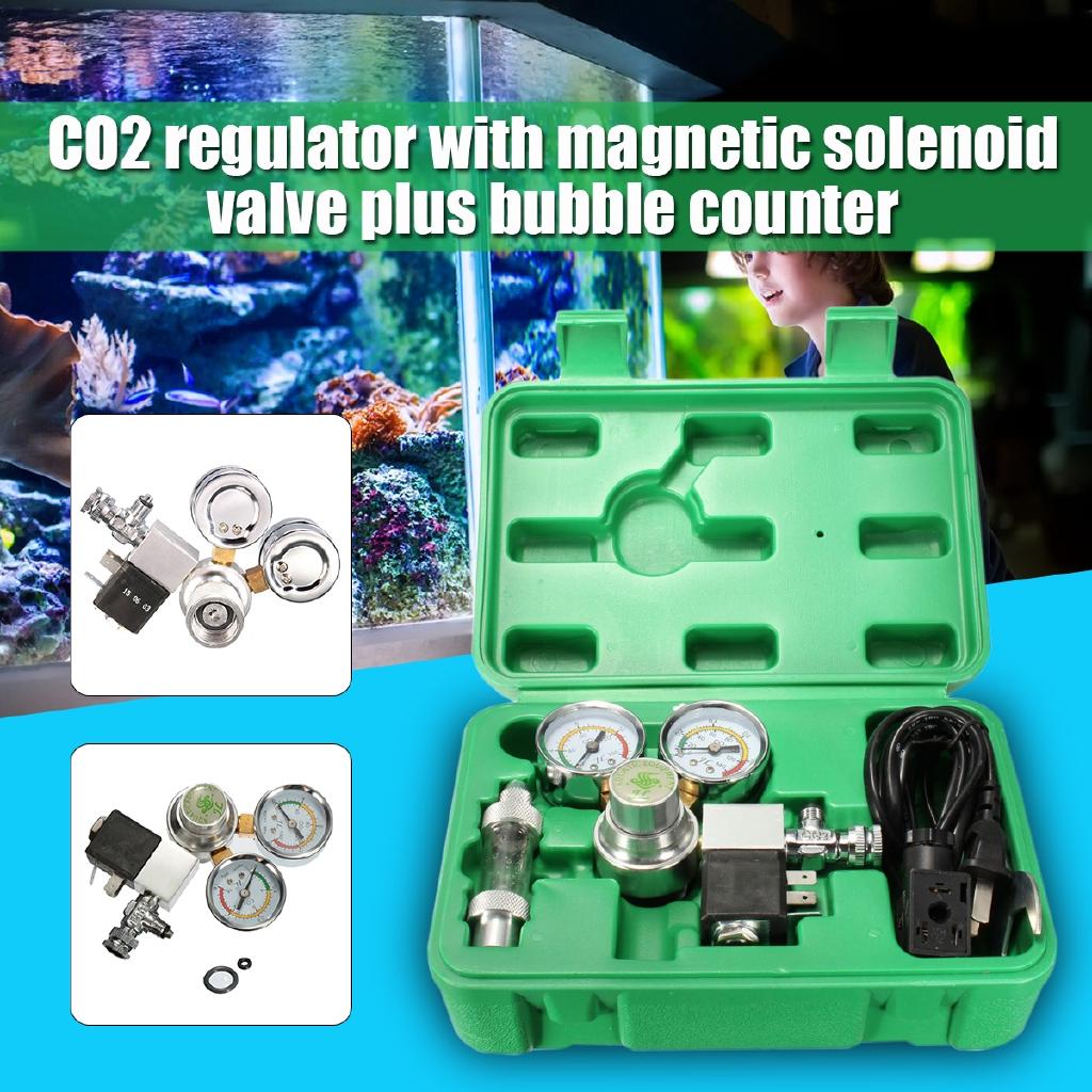 New Co2 Equipment Regulator Magnetic Solenoid Two Gauge Bubble Counter for Aquarium Service 220V To 240V