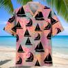 Pánská letní košile s 3D potiskem plachetnice, ležérní vintage streetwear top s krátkým rukávem