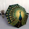 1pc Peacock Feather Auto Open/Close Umbrella Sturdy Iron Frame, Compact Travel UmbrellaIntricate Design Umbrella a0829055