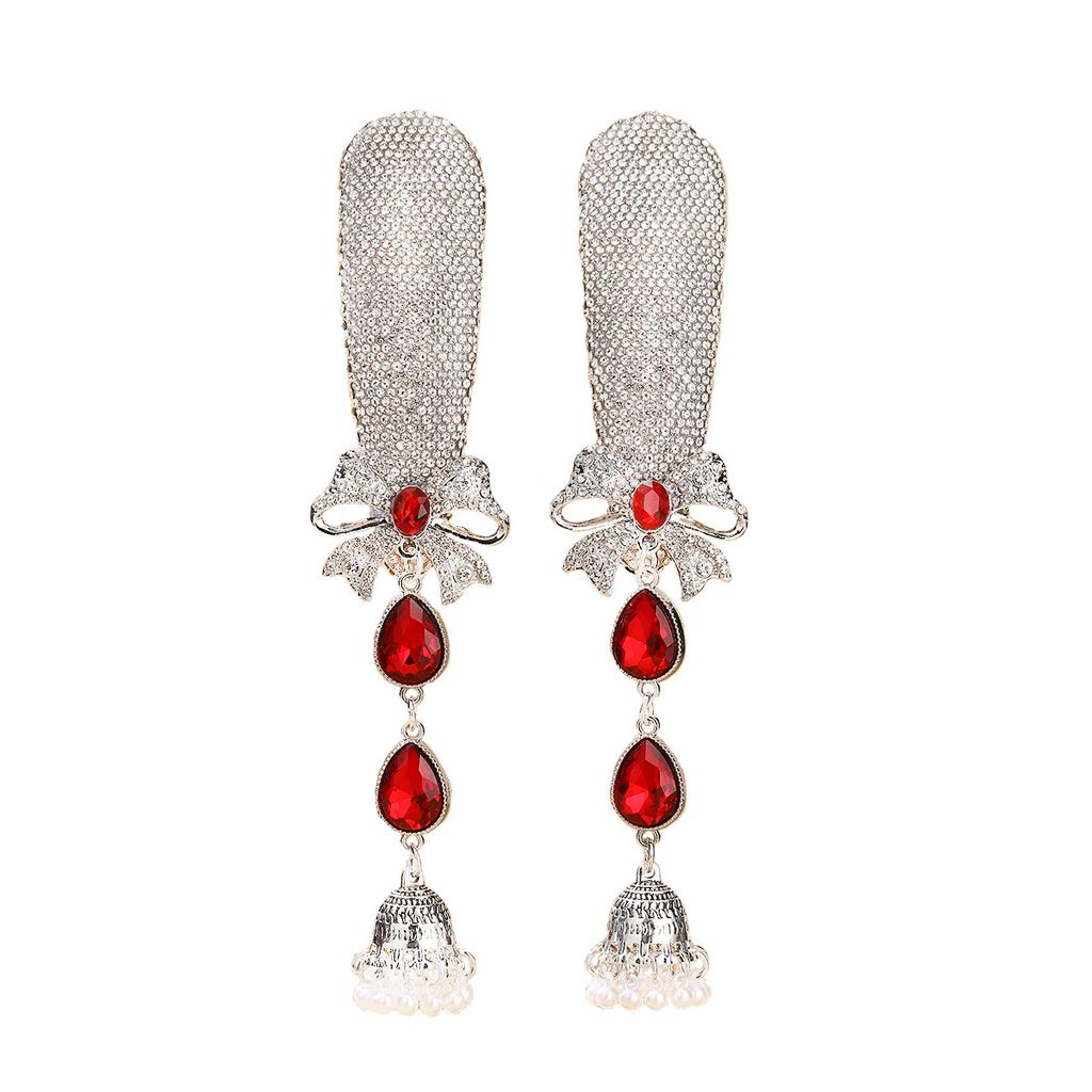 Diamond-Encrusted Long Bell Fringed Hairpin, Ethnic Bohemian Light Luxury High-End Hair Accessories For Women
