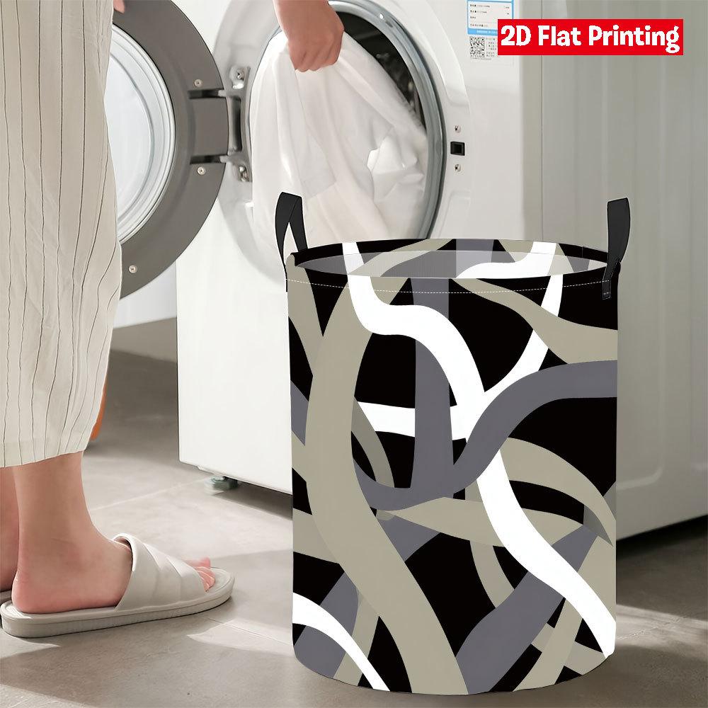 Collapsible Laundry Basket Large Round Waterproof Fabric Hamper Dirty Clothes Storage Bin Toy Organizer with Handles