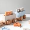 Baby Wooden Montessori Toys Birthday Train Educational Toys Wooden Trolley Baby Learning Toys Number of Wood Baby's Birth Gift