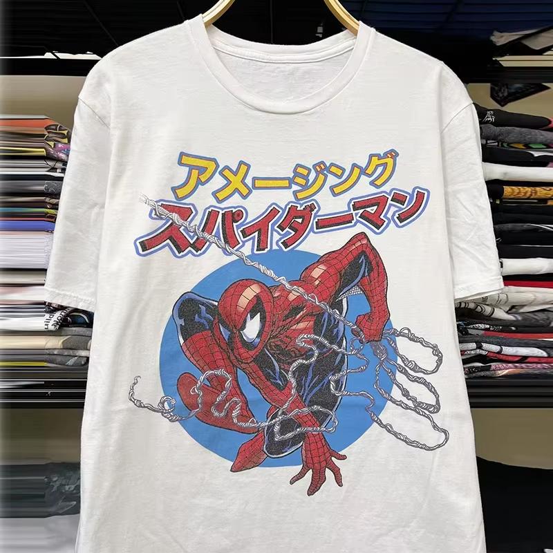 

2026 new Marvel series XUnisex movie print Unisexs and Womens American retro street loose shortsleeved Tshirt made of pure cotton M