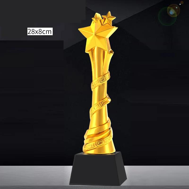 Customized Resin Trophy, Gold, Silver, Copper, Excellent Employee Sports Competition Souvenirs, Free Lettering Crystal Base, 1Pc