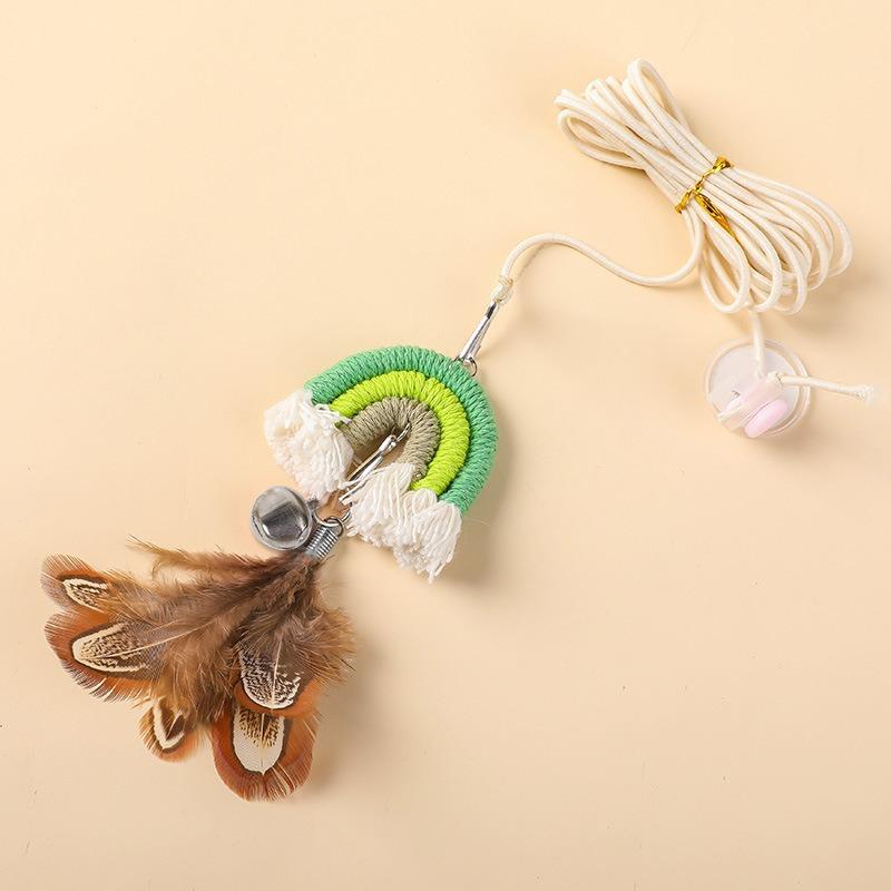 Katzenspielzeug Interaktives Wandhängendes Katzenspielzeug mit Glocke Selbst-hey Interaktives Spielzeug für Kätzchen zum Spielen Teaser-Stabspielzeug