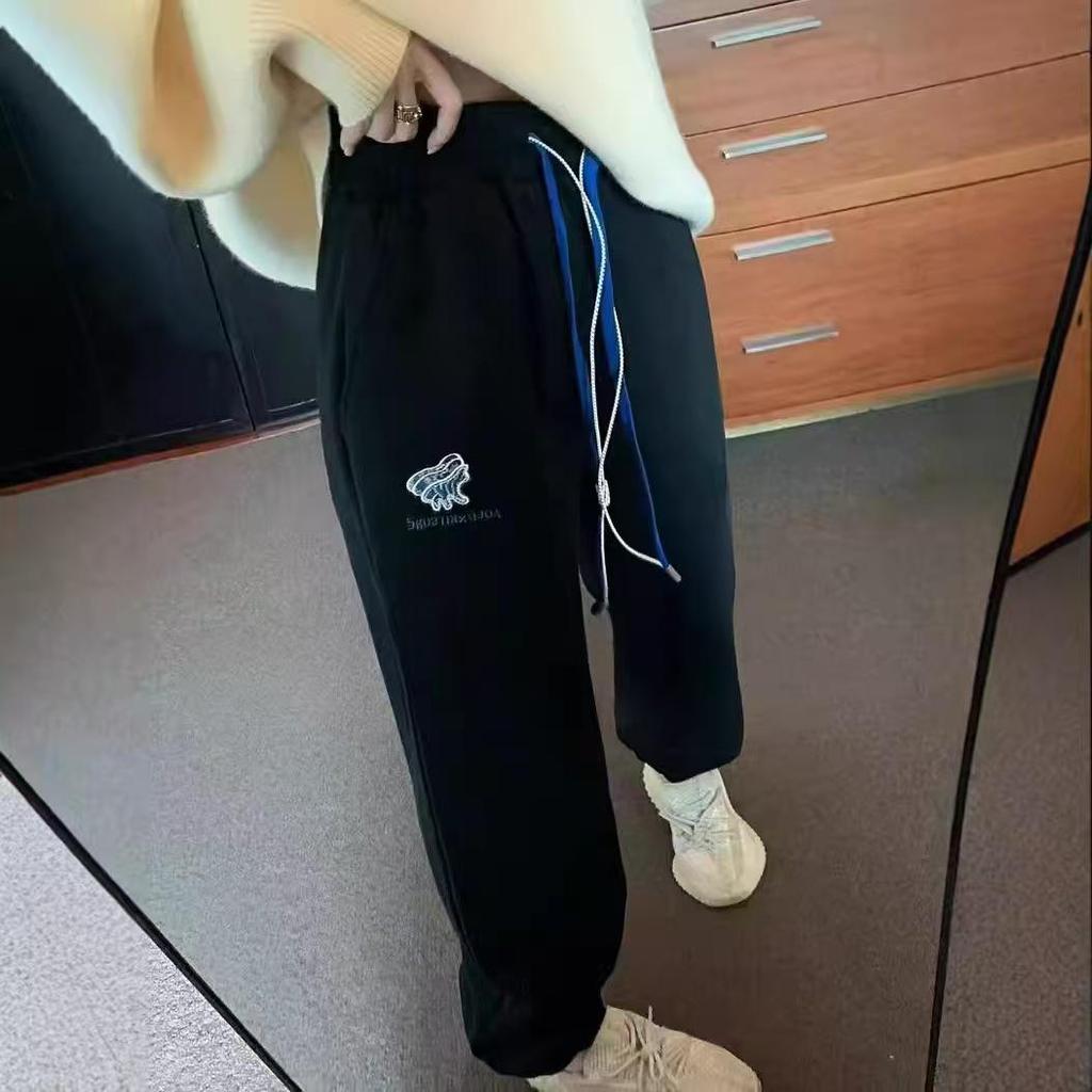 ADER Fox Embroidered Unisex Drawstring Sweatpants - Slimming, Versatile, Casual Long Pants for Spring/Autumn