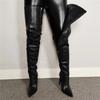 Thin Heels Boots Autumn and Winter Women Polychrome Over The Knee Boot Sexy  Pointed Toe PU Side Zipper Large Size Women Shoes