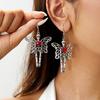 Halloween Red Heart Hollow Metal Butterfly Wing Skeleton Bone Drop Earrings Skull Dangle Earring For Women Men Gothic Jewelry