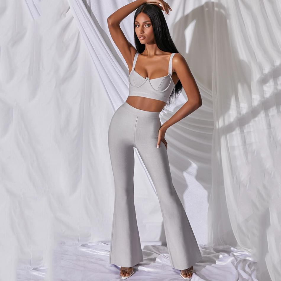 High Waist Flared Trousers Pants Set 