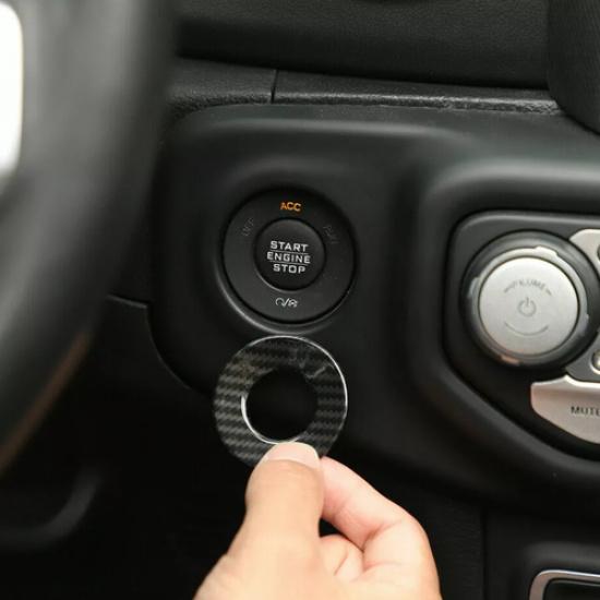 For Jeep Gladiator JT/JL 18-2025 Carbon Engine Start Stop Button Ring Cover Trim