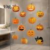 Non Scary Halloween Home Decor 3 Sheets Ghost Face Pumpkin Wall Sticker, Cute Black Cat Removable Stickers for Kids Decorative Decals, Waterproof PVC
