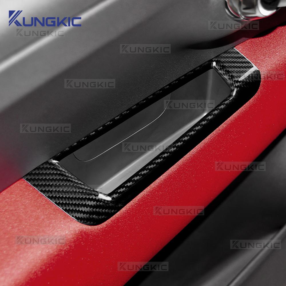 LHD RHD Real Hard Dry Carbon Fiber Sticker For Fiat 500 Abarth 595 695 2008-2025 Car Rearview Mirror Adjustment Switch Storage