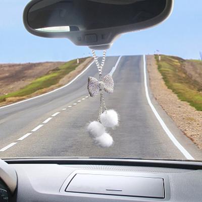 Car Pendant Sparkling Rhinestone Hanging Ornament with Lanyard Easy To Hang Rearview Mirror Artificial Crystal Decoration
