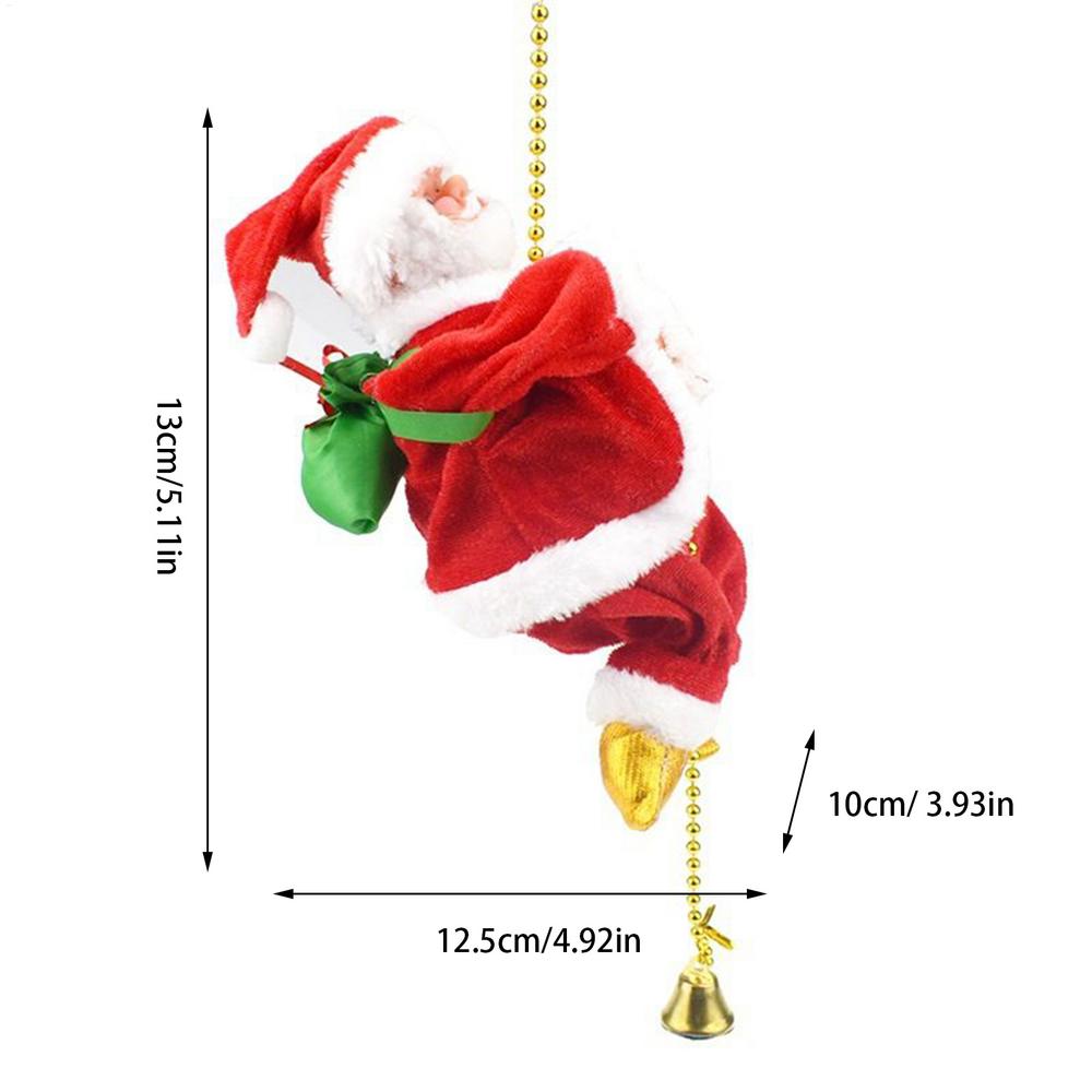 Santa Claus Musical Climbing Rope with Music Battery Operated Electric Holiday Decor Christmas Climbing Santa Claus On Rope красный