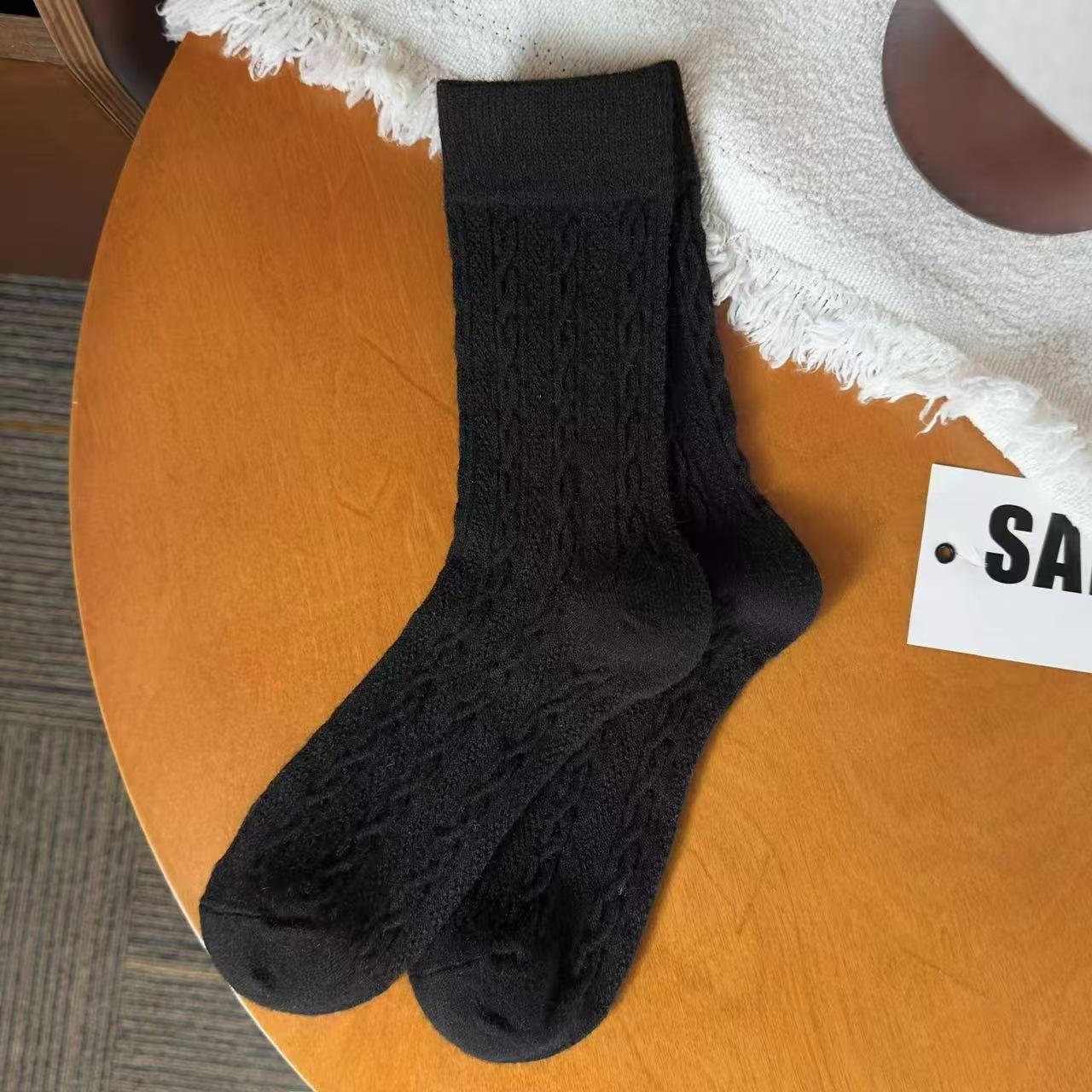 Socks women s mid-tube cotton socks thickened twist stockings pure white women s cotton socks long tube confinement socks individually packaged