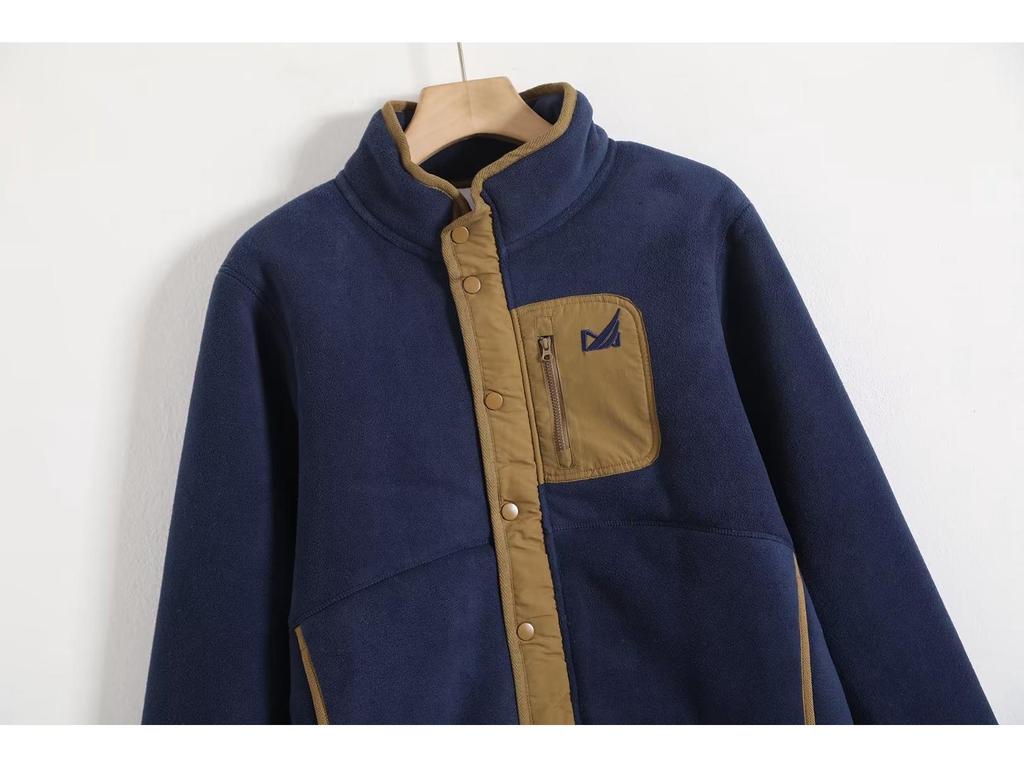 Herren Winter Patchwork Stehkragen Fleece Sweatshirt, 600g beidseitig verdickt.