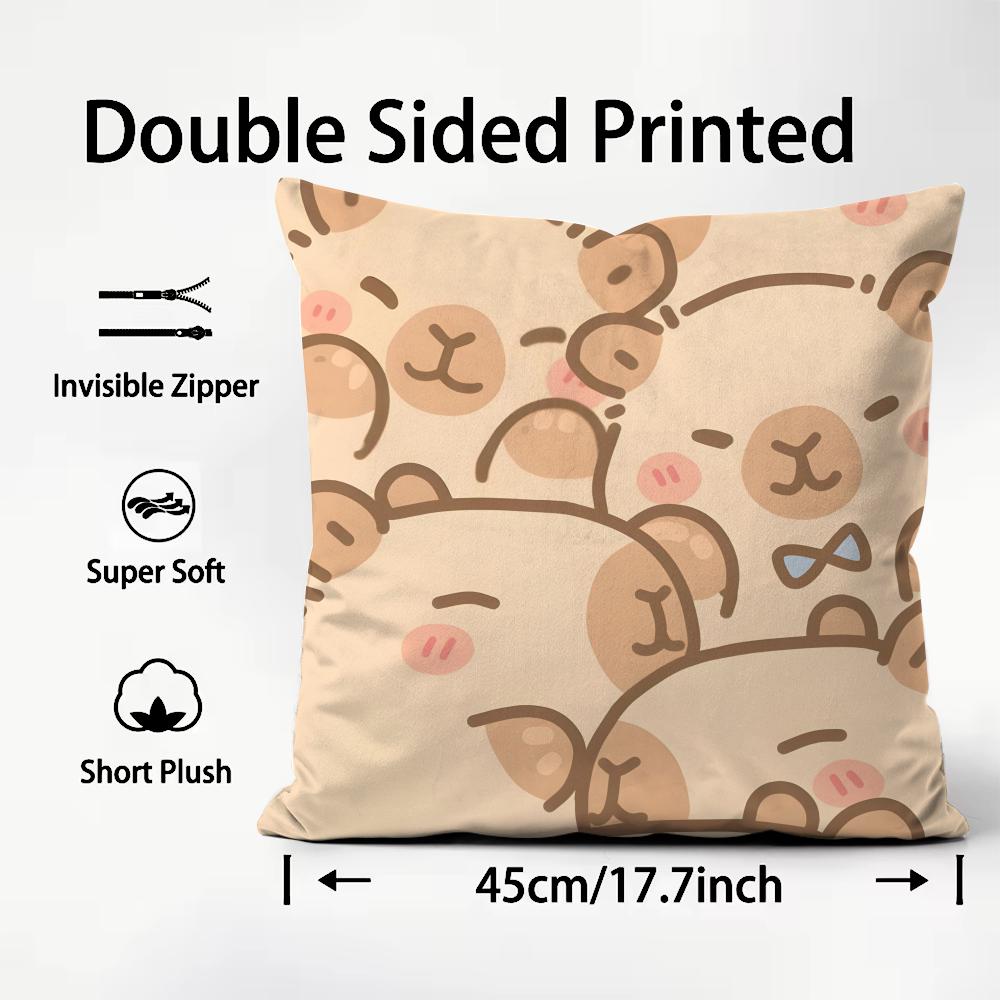 

Caybara Cute Cushion Cover Plush Fabric Soft DoubleSided Printed Sofa Warm Winter Home Child Gift Pillow Case 30x30cm