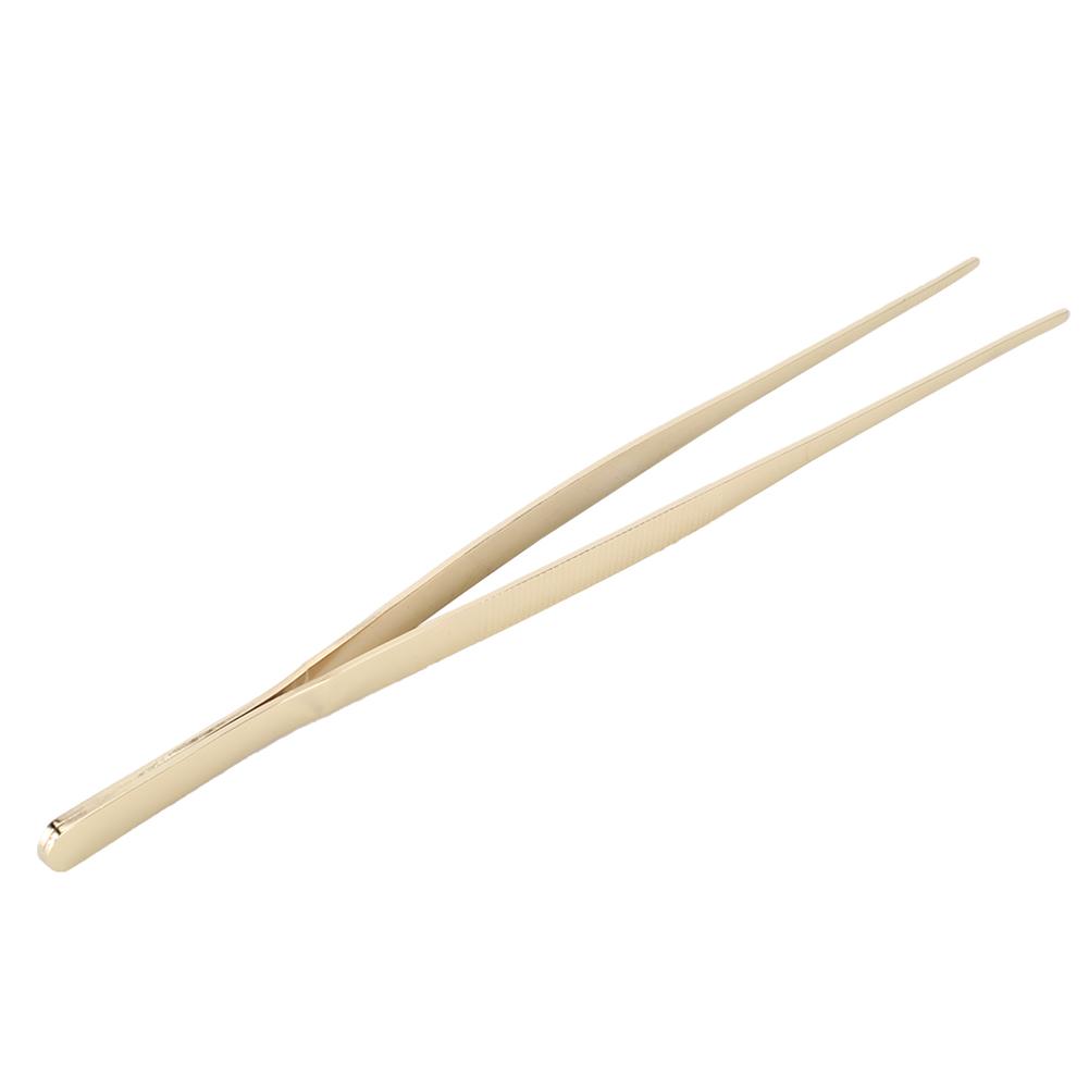 Stainless Steel Kitchen Tweezer Food Clip with Serrated Tip Cooking Tool for Home UseGold