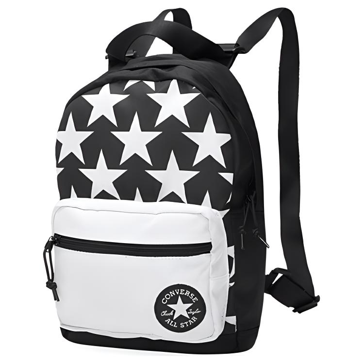 Converse Go Lo Star Print Polyester Backpack Unisex Backpack Black White 10018467-A02 Black White