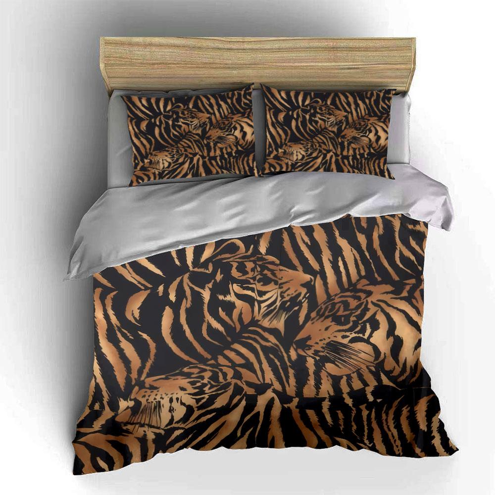 Set Biancheria da Letto con Fantasia Tigre. Diverse Misure per Bambini e Adulti, Raffinato Set Lenzuola 3 Pezzi, Regalo