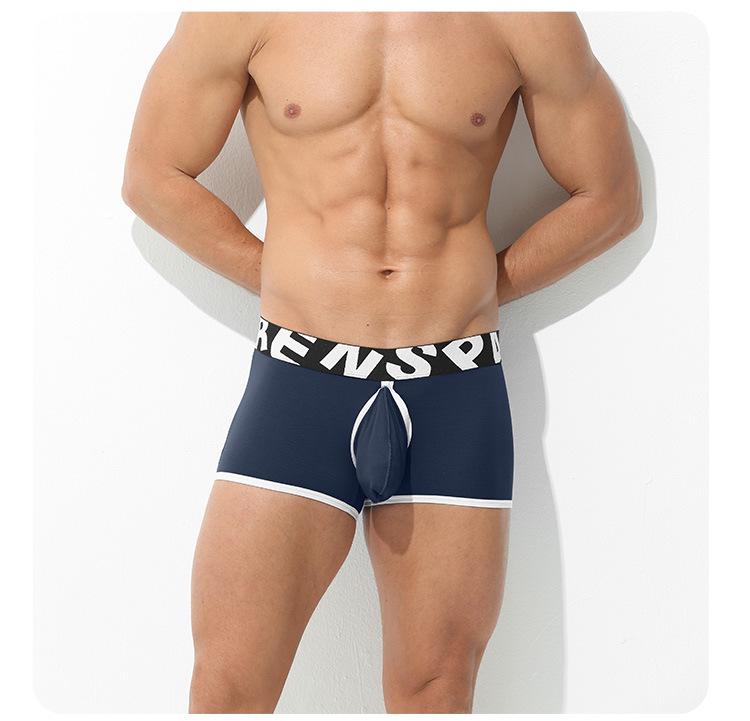 Men's Low-Rise Modal Quick-Release Boxer Briefs with Front and Back Slits – Sexy, Breathable European/American Classic