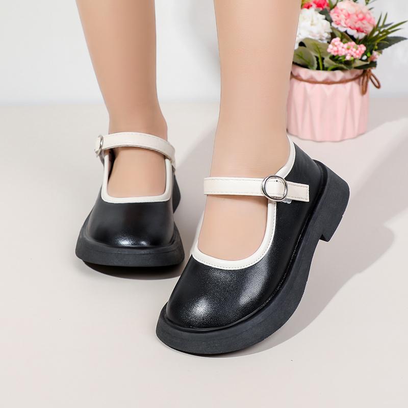 Children Fashion Girls Loafers Color Matching Soft Breatheable Cute Kids Versatile Soft Breatheable Boys Leather Shoes Simple