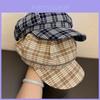 Vintage Plaid Octagonal Hat For Women With Sun Protection And Breathability For Spring And Autumn Fashion
