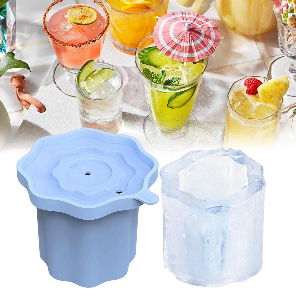 Silicone Ice Cubes Tray Cylinder Ice Maker Mold With Lid For Freezer Cocktail Juice Mould Bar Party Drink Shot Glasses Drinking