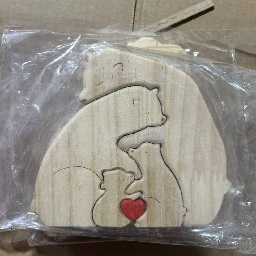 Wooden Puzzle Mother Bear Cub Set DIY Craft Decor Mother's Day Gift