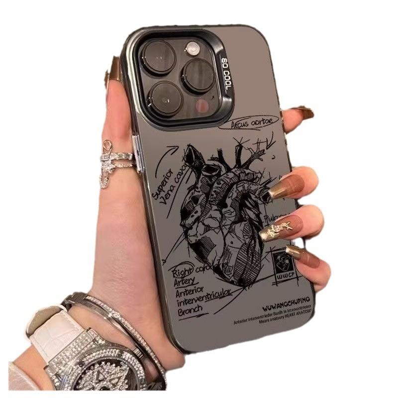 The new trendy brand heart is suitable for iphone17 mobile phone case Apple 16promax/15 anti-drop 14pro13/12x