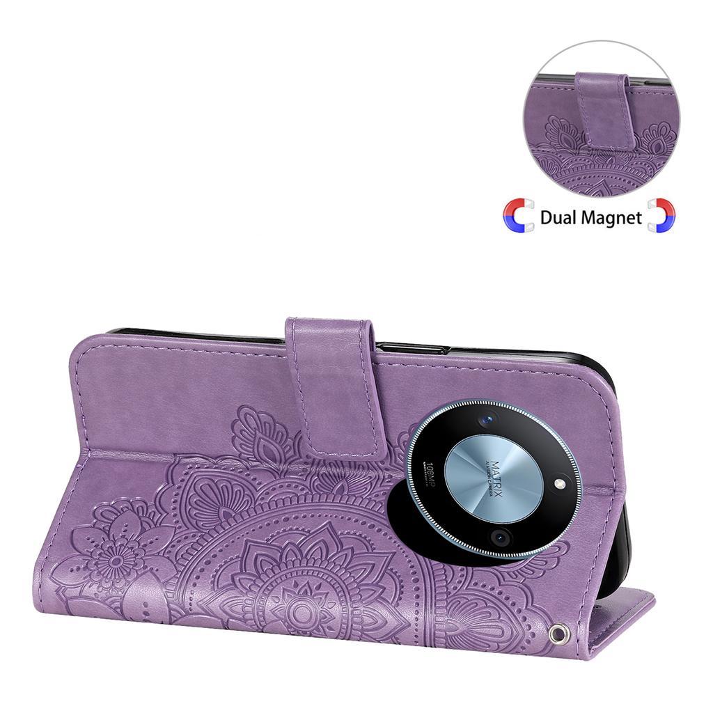 For Honor X60 5G Case Floral Pattern PU Leather Wallet Stand Phone Cover